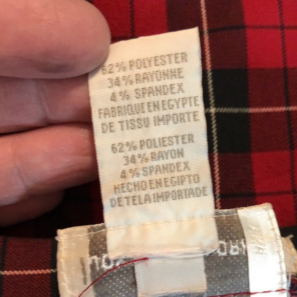 Vtg 90s JONES NY Size 14 Tartan Plaid Stretchy Flat Front HighWaist Snap-Close - Picture 13 of 16